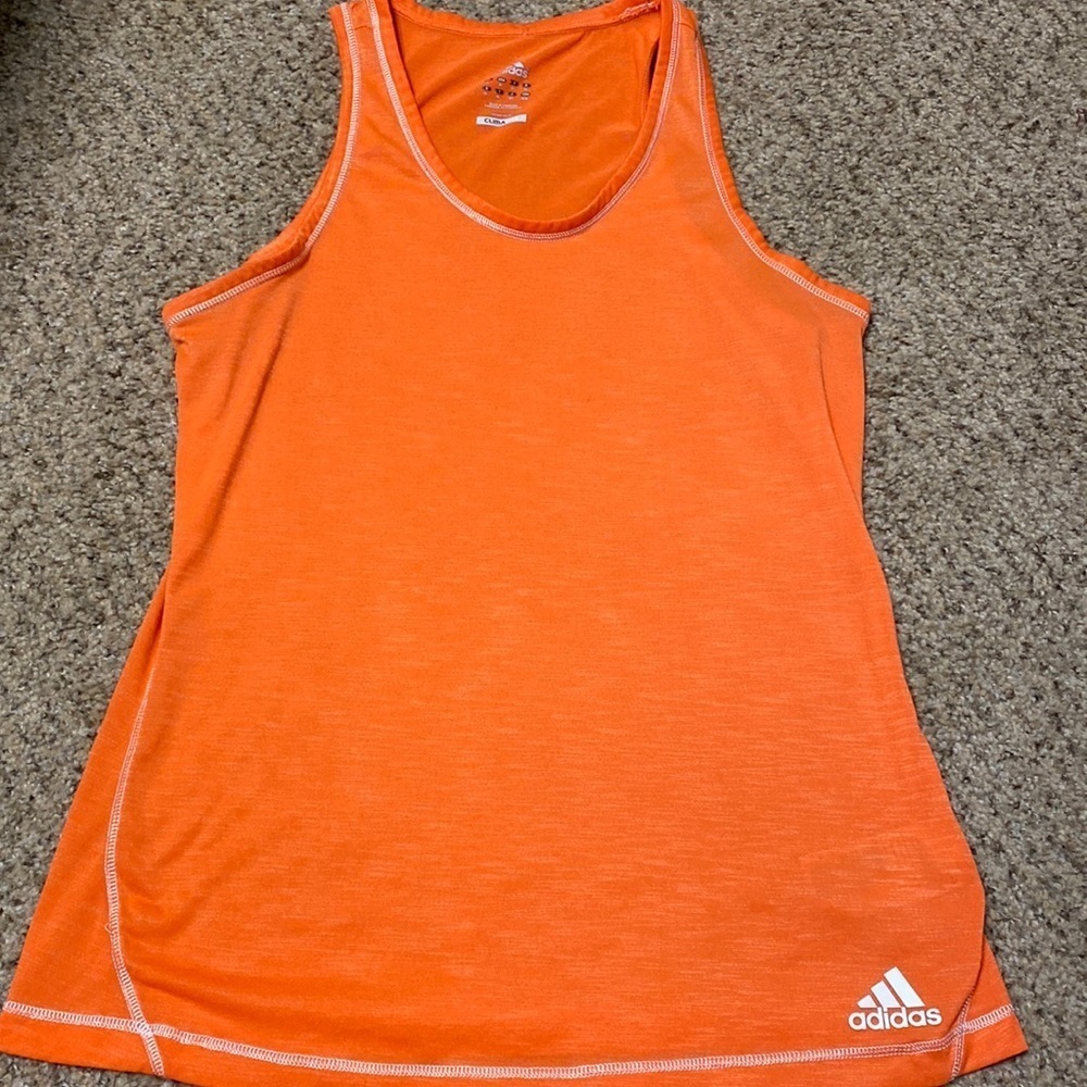 Adidas women’s climalite orange tank top Medium exercise workout Light weight